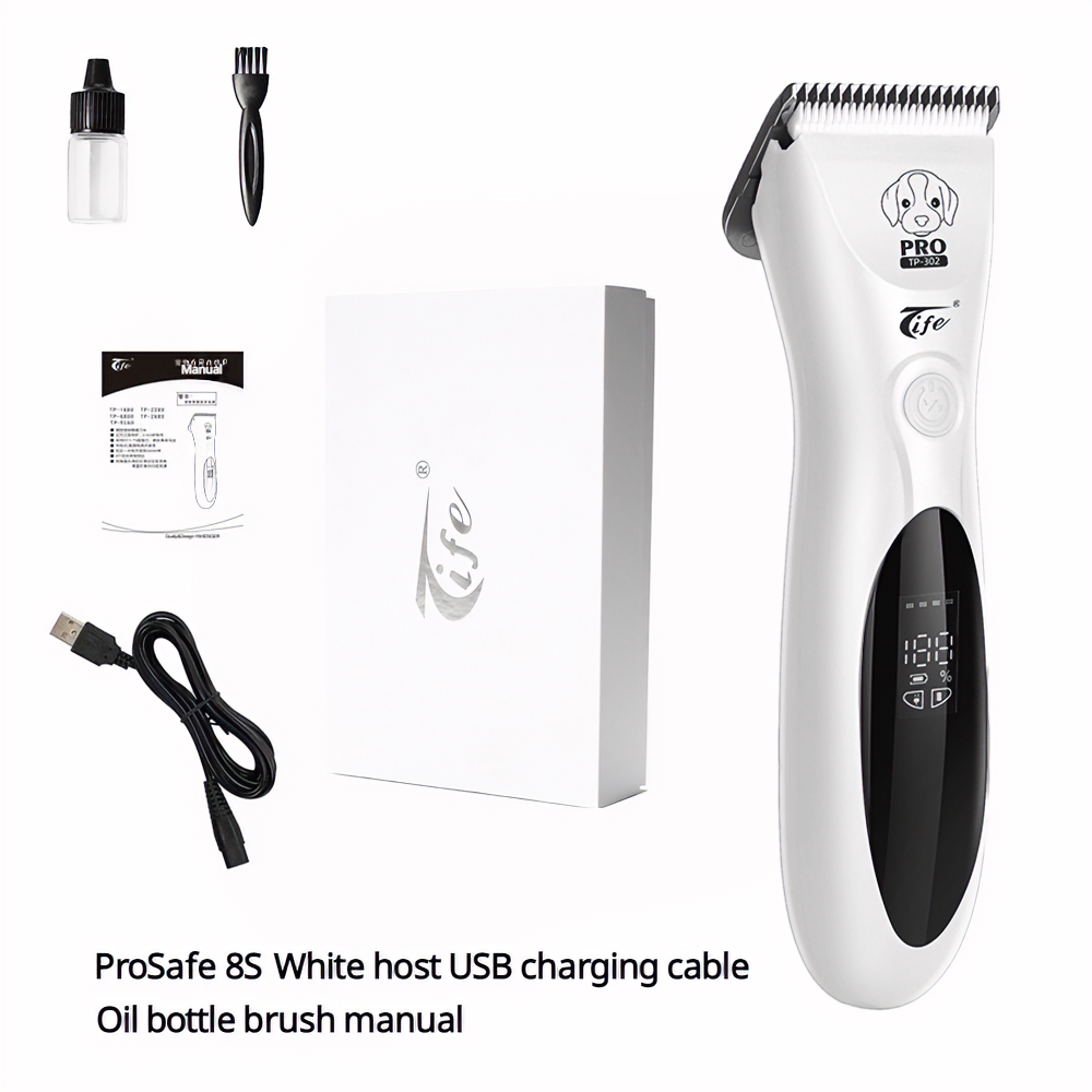 PROSAFE 8S Professional Pet Clipper – Quiet Rechargeable Dog & Cat Grooming Kit with Ceramic Blades