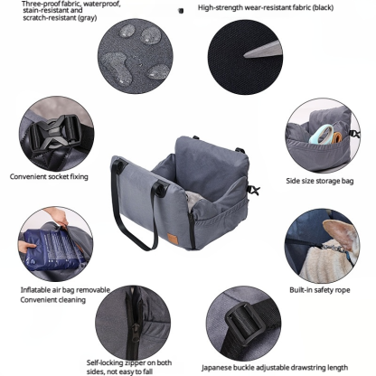 3-in-1 Inflatable Pet Car Seat Handbag Bed – Portable, Lightweight, Waterproof Dog Travel Bed for Cars, Home & Outdoor Use