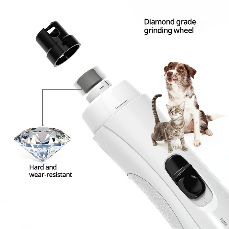Ultra-Quiet LED Pet Nail Grinder with 2 Speeds - Safe Claw Trimming for Dogs & Cats, Type-C Rechargeable