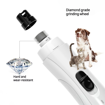 Ultra-Quiet LED Pet Nail Grinder with 2 Speeds - Safe Claw Trimming for Dogs & Cats, Type-C Rechargeable