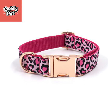 Custom Engraved Pet Collar & Harness Set — Laser Engraved Name & Contact, Anti-Lost, Stylish Leopard Print (5-Piece Kit) 