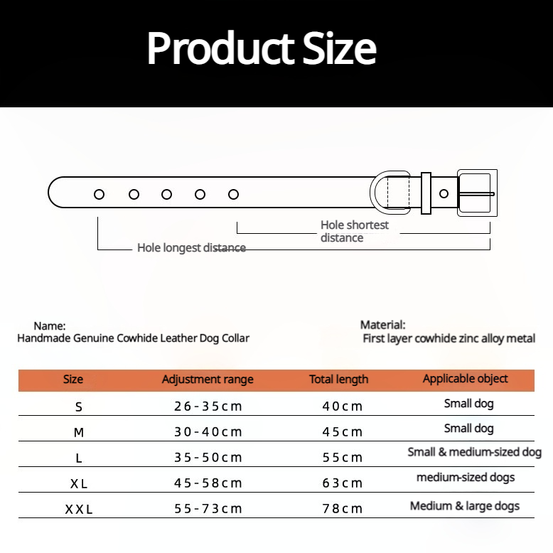 Handmade Genuine Cowhide Leather Dog Collar - Retro Protective Studded Design with Adjustable Sizing (XS-XXL)