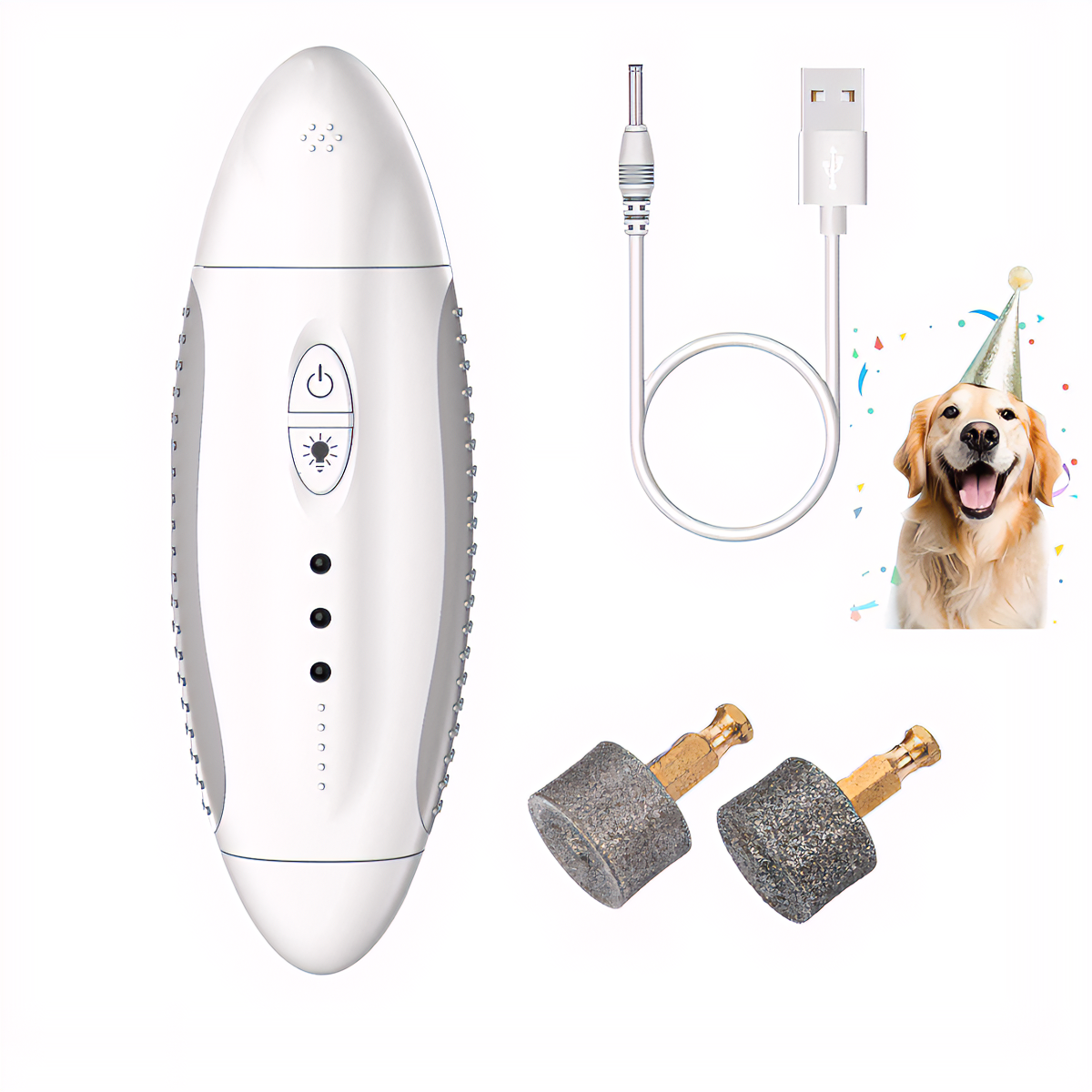 Professional 3-Speed Dog Nail Grinder, Electric Rechargeable Dog Nail Grinder with UV & Interactive Lights, Rechargeable Quiet Pet Nail Grinder, Nail Clippers for All Type Dogs Cat
