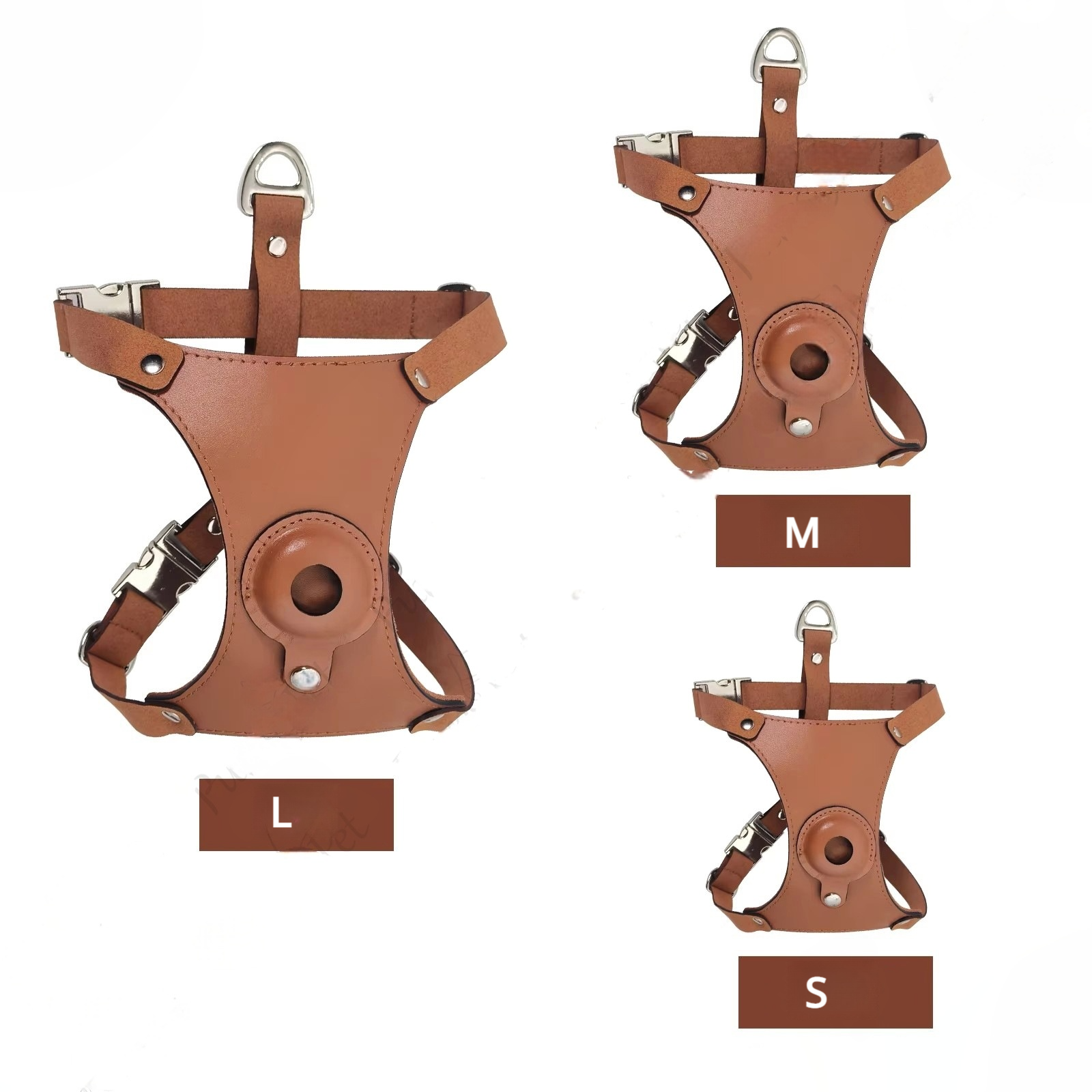 Premium Leather Dog Harness with Hidden AirTag Pocket | Adjustable & Secure | S, M, L