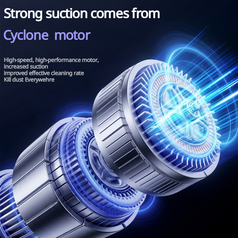 Cordless Handheld Vacuum Cleaner, 17000PA Strong Suction, 2-Stage Power, 5-in-1 Multi-Function (Suck/Blow/Charge/Brush/LED Light), Car & Home Use, with LCD Display