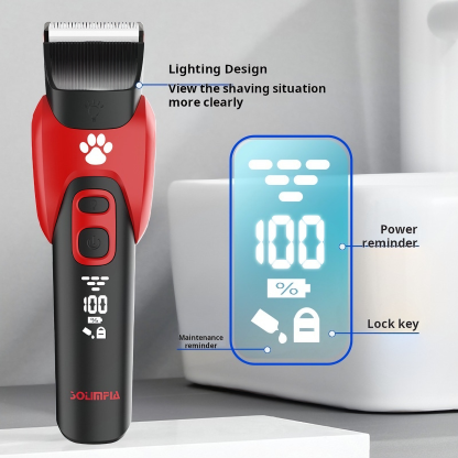Professional Cordless Pet Grooming Clipper with LED Display & Ceramic Blade – 6 Guard Combs, 120 Min Runtime, Type-C/USB Charging 