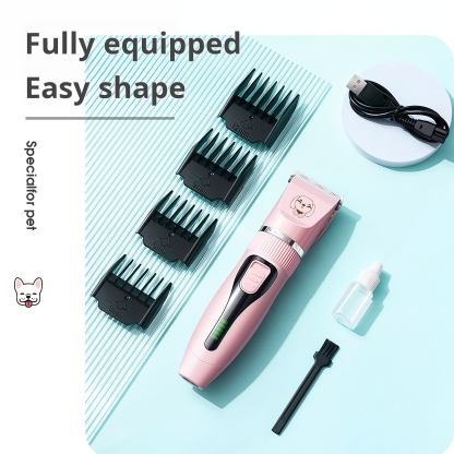 Professional Ceramic Blade Pet Grooming Clippers – Low Noise, USB Rechargeable, 5 Adjustable Lengths for Dogs & Cats