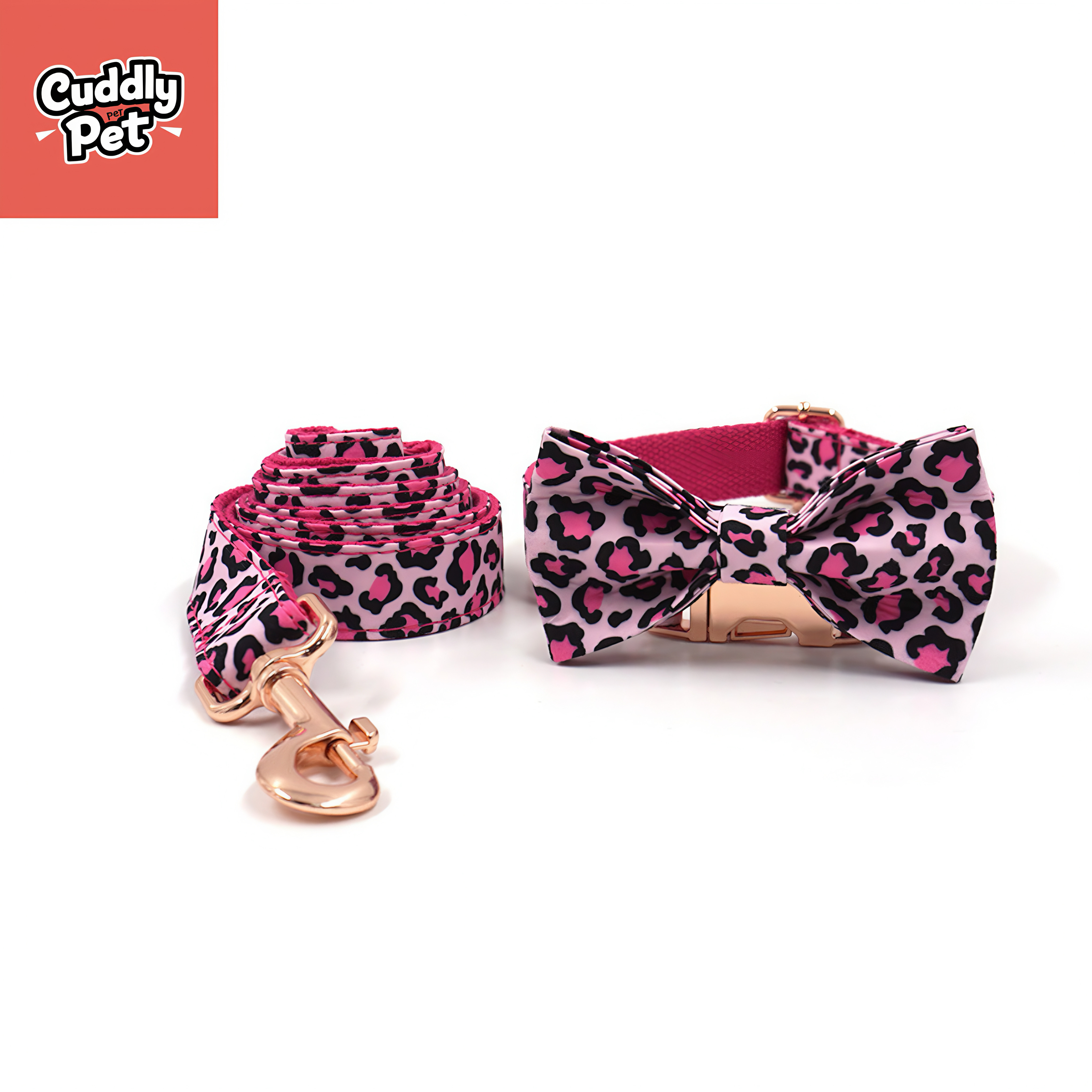 Custom Engraved Pet Collar & Harness Set — Laser Engraved Name & Contact, Anti-Lost, Stylish Leopard Print (5-Piece Kit) 