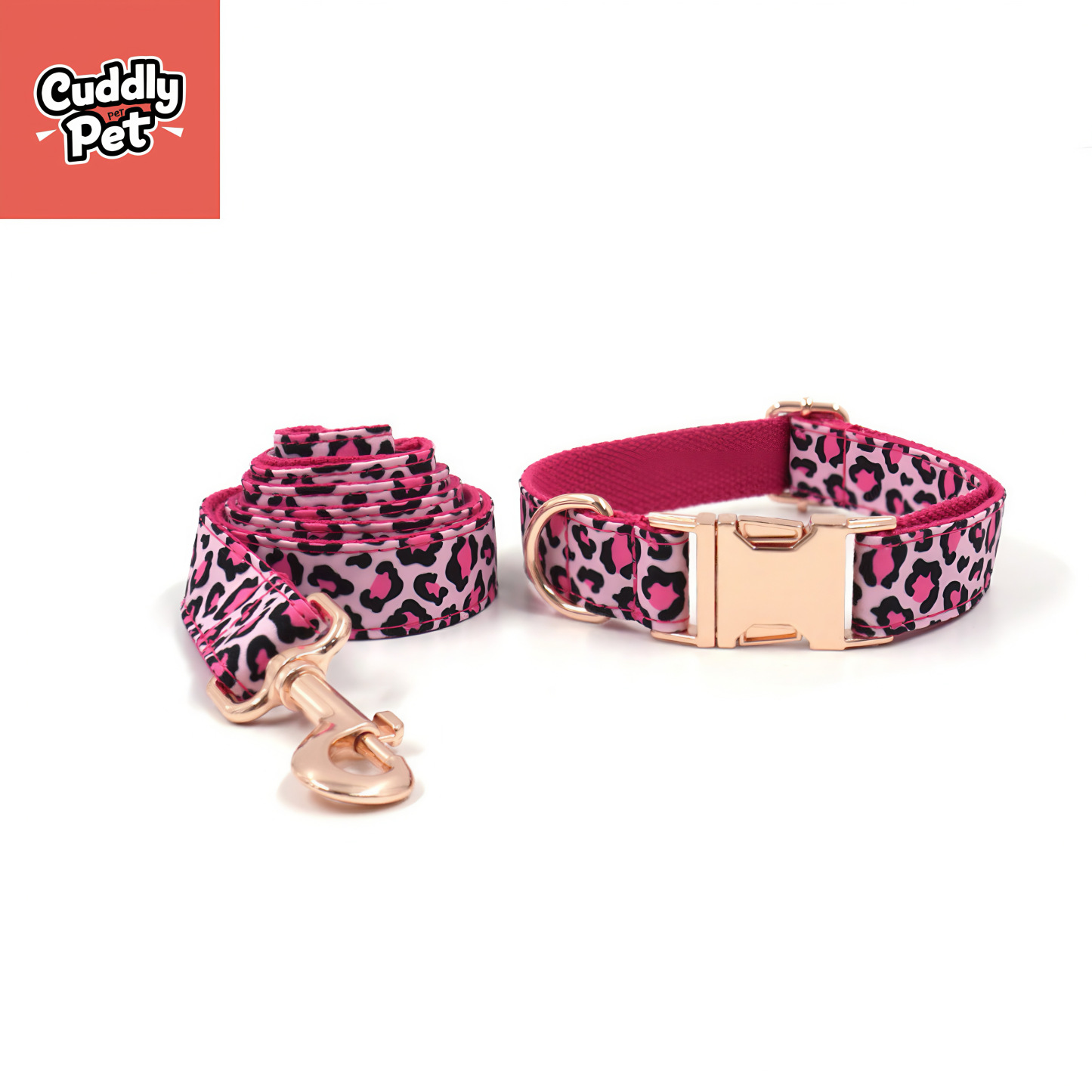 Custom Engraved Pet Collar & Harness Set — Laser Engraved Name & Contact, Anti-Lost, Stylish Leopard Print (5-Piece Kit) 