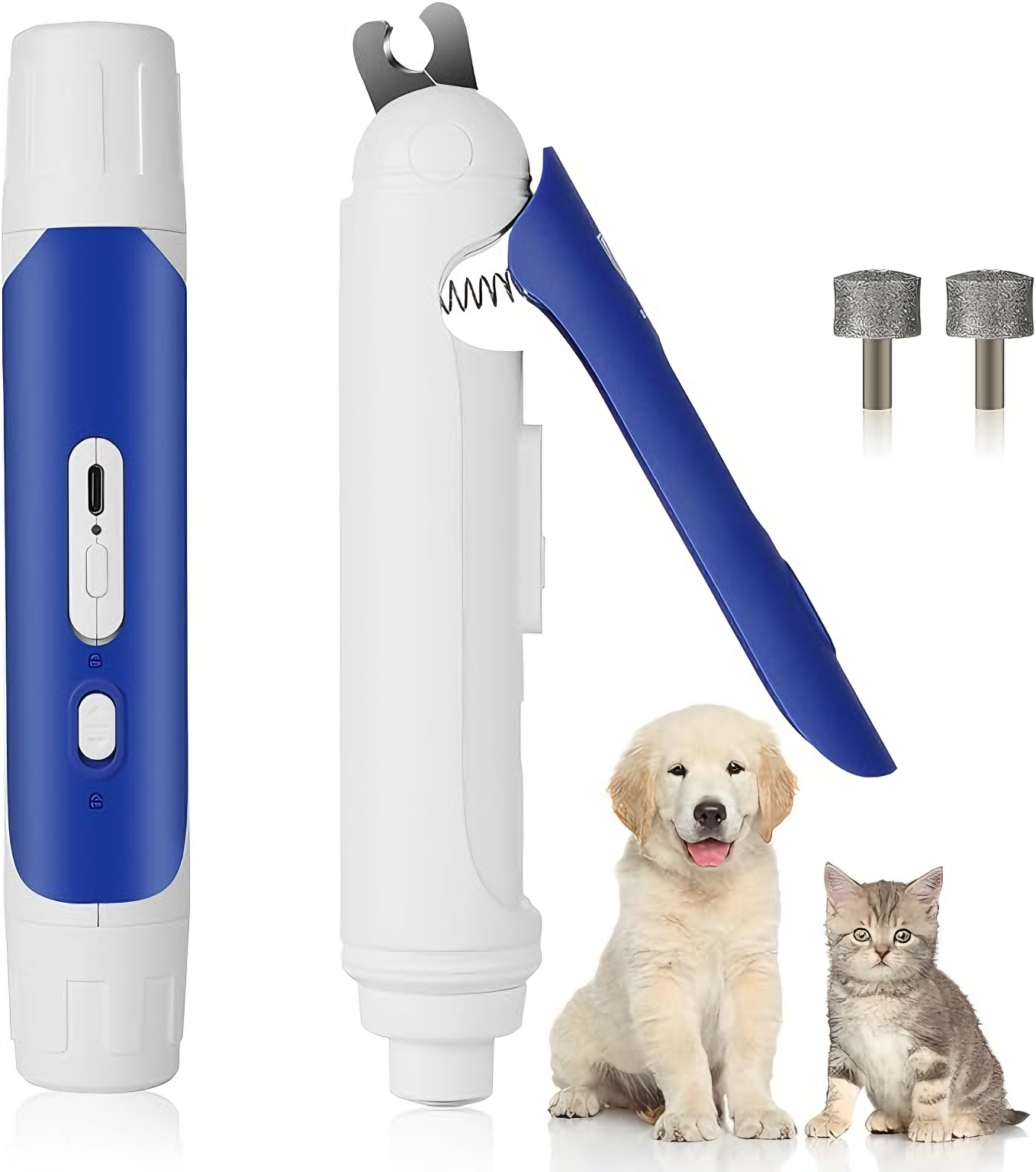 Professional 2-in-1 Pet Nail Grinder & Clipper – Ultra-Quiet, Rechargeable, with Bloodline Light for Safe Grooming  