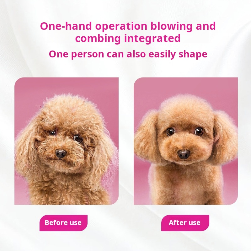 Hair Dryer Brush for Small/Medium Dog & Cat, 2 in 1 Pet Grooming Dryer, 2 Heat Settings & 3 Adjustable Blowing Dryer-CUDDLY PET