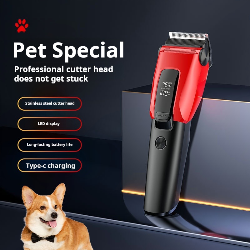 Dog Clippers Grooming  with LED Display, Three-Speed Low Noise, Auxiliary Light, Rechargeable Cordless Pet Hair Shaver for Dogs Cats Pets-CUDDLY PET