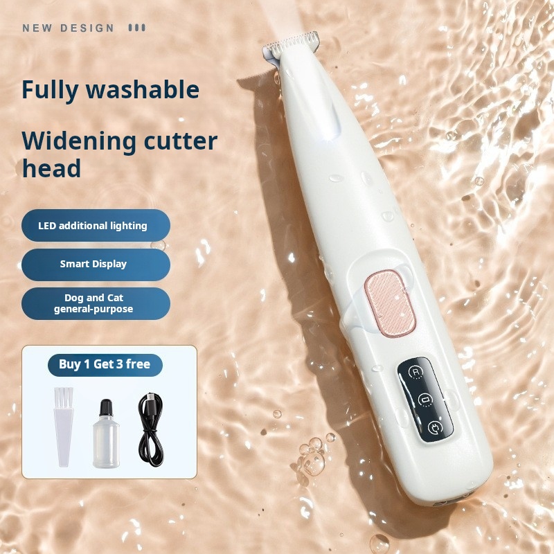 Dog Trimmer, Saffory Paw Trimmer, Saffory Electric Dog Trimmer for Paws, Pet Paws Trimmer with Led Light, Rechargeable Low Noise Pet Trimmer Waterproof Hair Clipper-CUDDLY PET