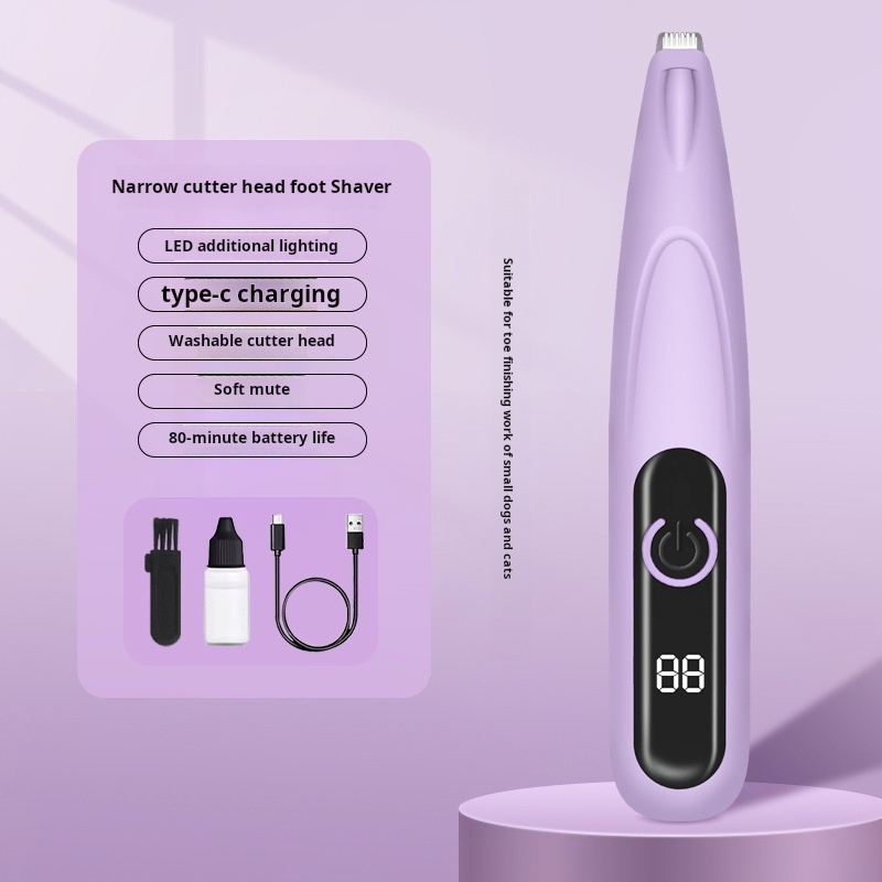 Dog Paw Trimmer with LED Light，Cordless Rechargeable Dog Clippers，Low Noise Dog and Cat Clippers，Pet Grooming Clippers Hair Trimmer-CUDDLY PET