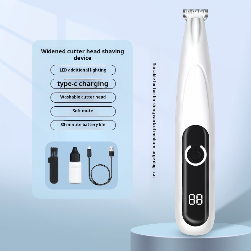 Dog Paw Trimmer with LED Light，Cordless Rechargeable Dog Clippers，Low Noise Dog and Cat Clippers，Pet Grooming Clippers Hair Trimmer-CUDDLY PET