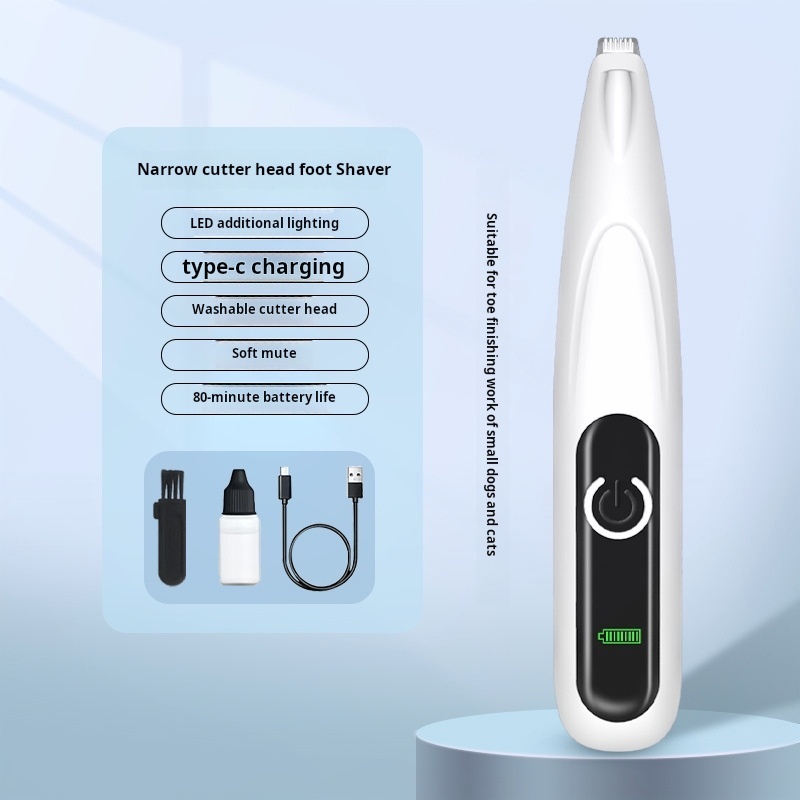 Dog Paw Trimmer with LED Light，Cordless Rechargeable Dog Clippers，Low Noise Dog and Cat Clippers，Pet Grooming Clippers Hair Trimmer-CUDDLY PET