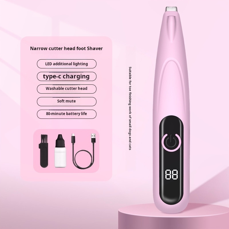 Dog Paw Trimmer with LED Light，Cordless Rechargeable Dog Clippers，Low Noise Dog and Cat Clippers，Pet Grooming Clippers Hair Trimmer-CUDDLY PET