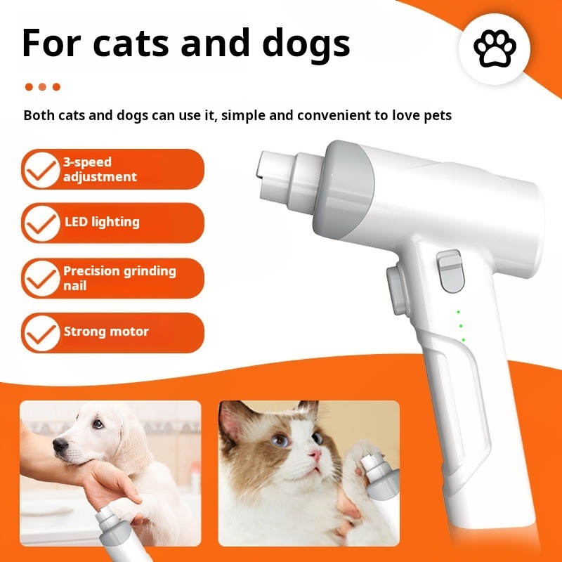 Gun shape Pet Nail Grinder Electric Nail Trimmer Dogs Cats USB Rechargeable Clean Nail Clippers Nail Scissors Pliers Tools -CUDDLY PET