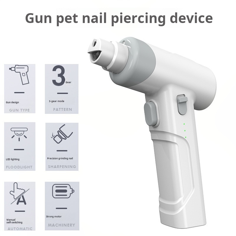 Gun shape Pet Nail Grinder Electric Nail Trimmer Dogs Cats USB Rechargeable Clean Nail Clippers Nail Scissors Pliers Tools -CUDDLY PET