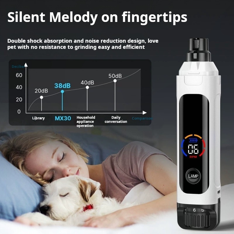 Upgraded version 6-speed Dog nail grinder high brightness double LED light low decibel dog cat nail polisher-CUDDLY PET