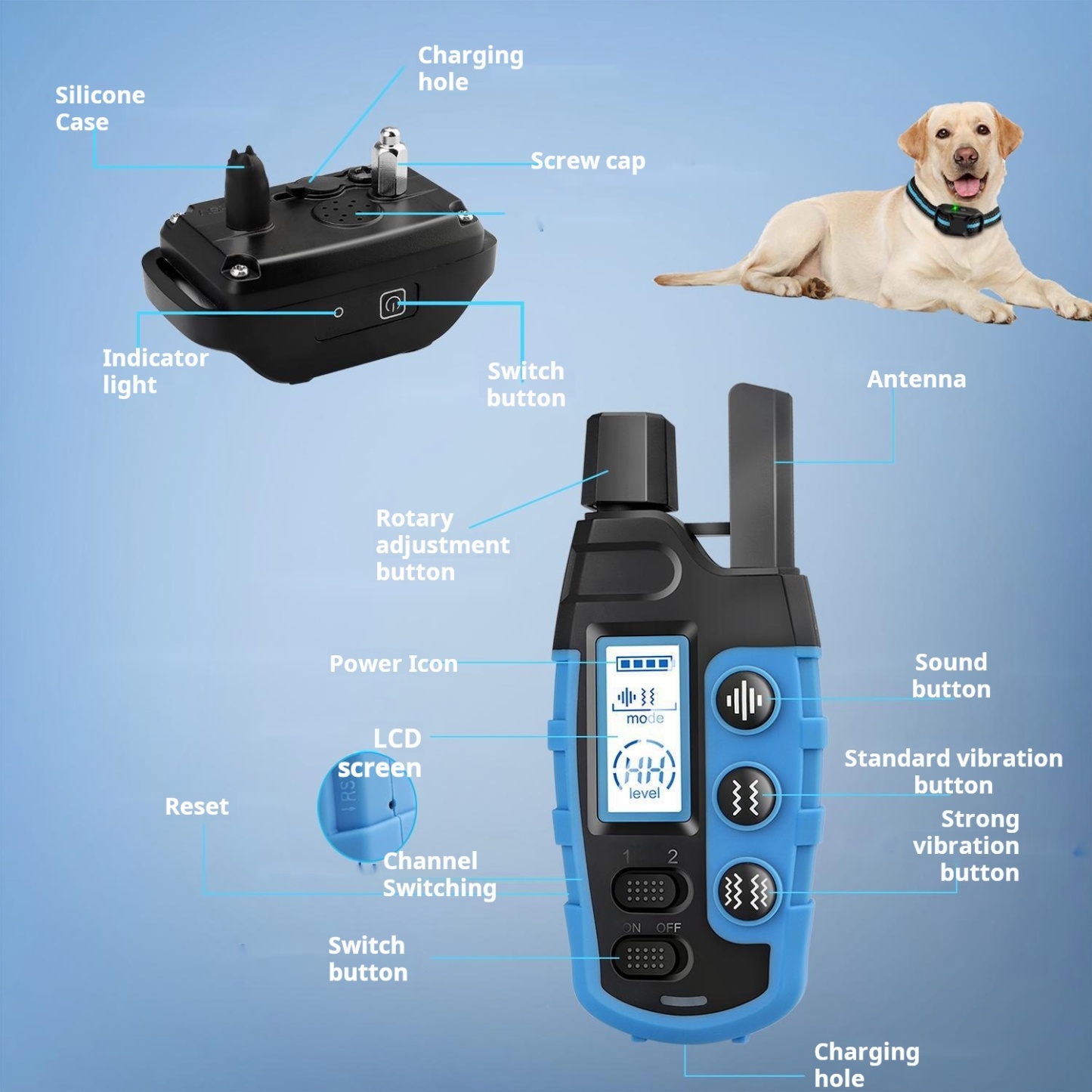 Dog Shock Collar - 3300Ft Training Collar with Remote for 5-120lbs Small Medium Large Dogs Rechargeable Waterproof e Collar with Beep (1-8), Shake(1-16), Safe Shock(1-99) Modes