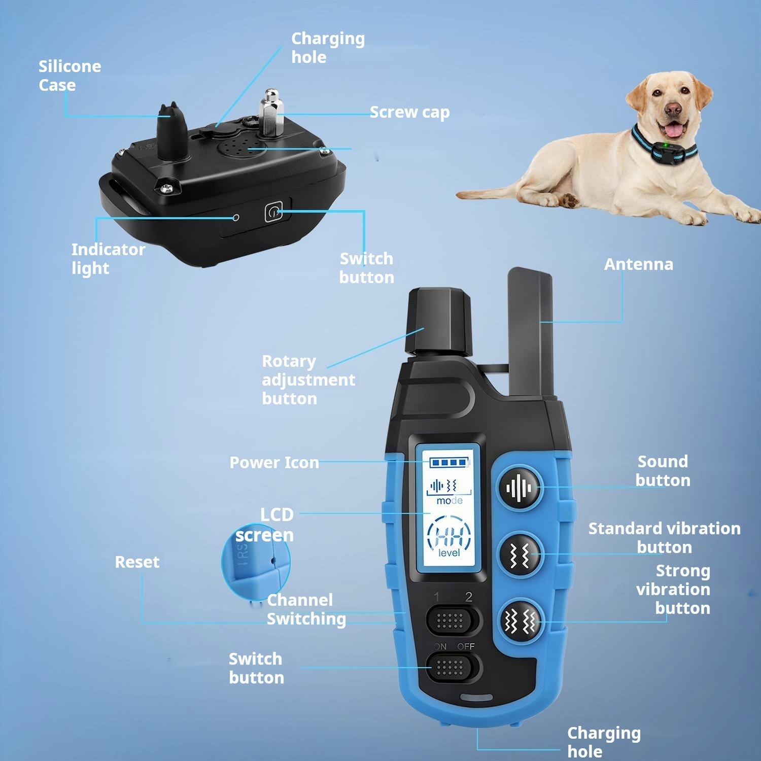 Dog Shock Collar - 3300Ft Training Collar with Remote for 5-120lbs Small Medium Large Dogs Rechargeable Waterproof e Collar with Beep (1-8), Shake(1-16), Safe Shock(1-99) Modes