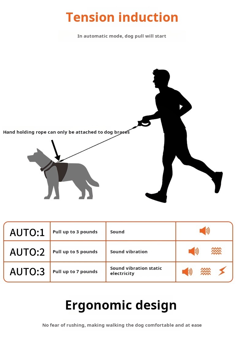 2-in-1 Wireless Dog Training Collar with Remote & Leash Handle,Rechargeable & Waterproof Shock Collar for Dogs,Tension Detection Trigger,3300FT, IPX7, 3 Modes, for Dogs S, M, L(4-120 LBS)