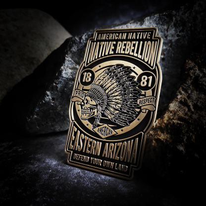 Indian native rebellon Retro Skull Motorcycle Badge