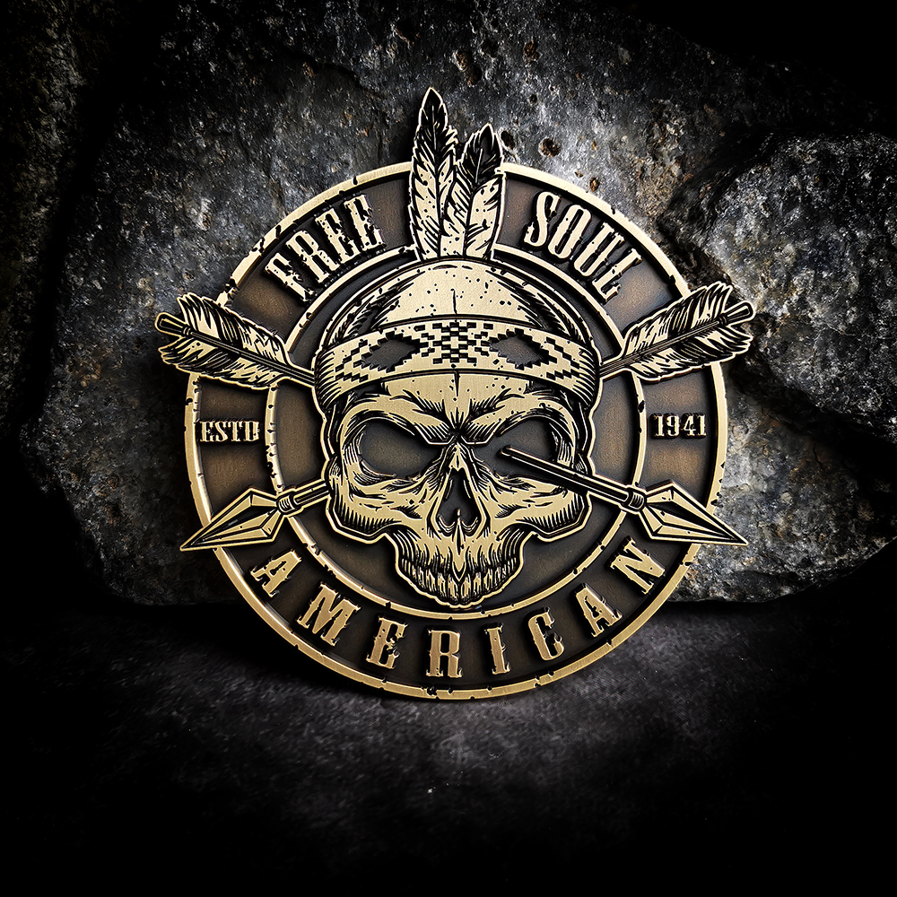 Indian Retro Skull Motorcycle Badge