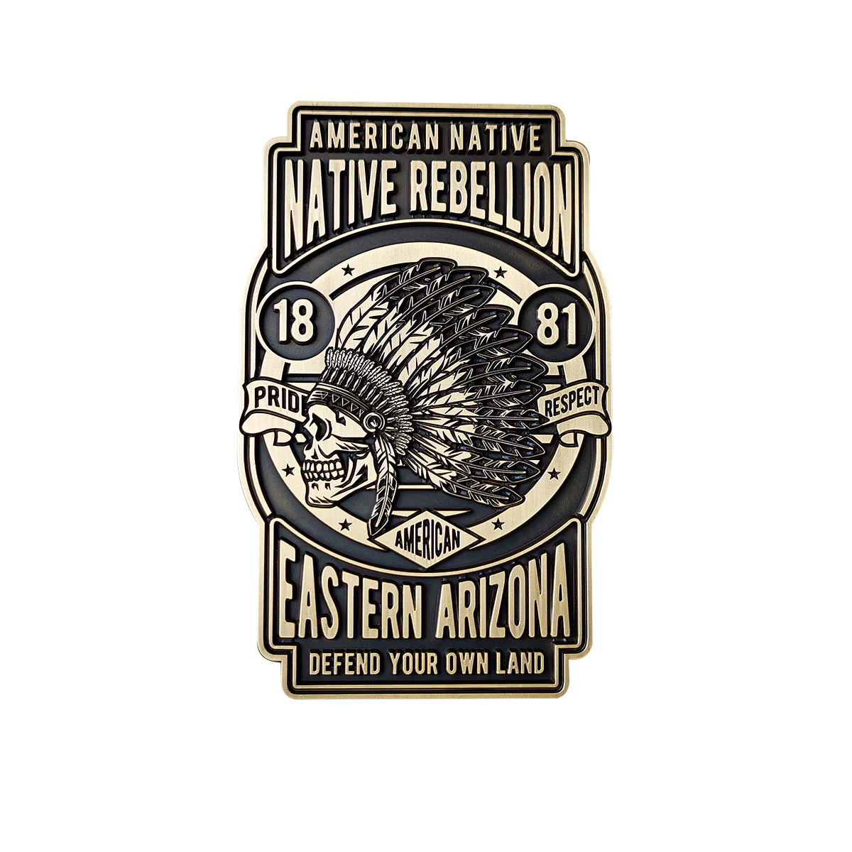 Indian native rebellon Retro Skull Motorcycle Badge