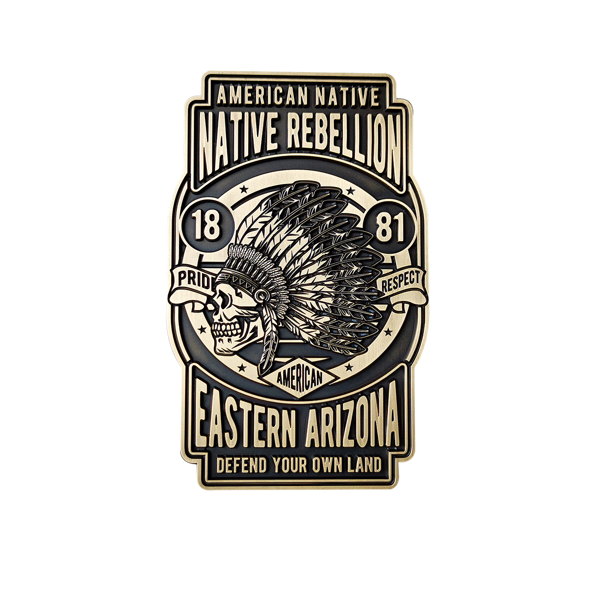 Indian native rebellon Retro Skull Motorcycle Badge