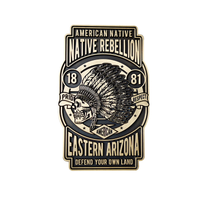 Indian native rebellon Retro Skull Motorcycle Badge