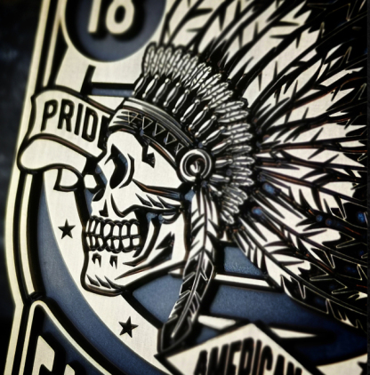 Indian native rebellon Retro Skull Motorcycle Badge