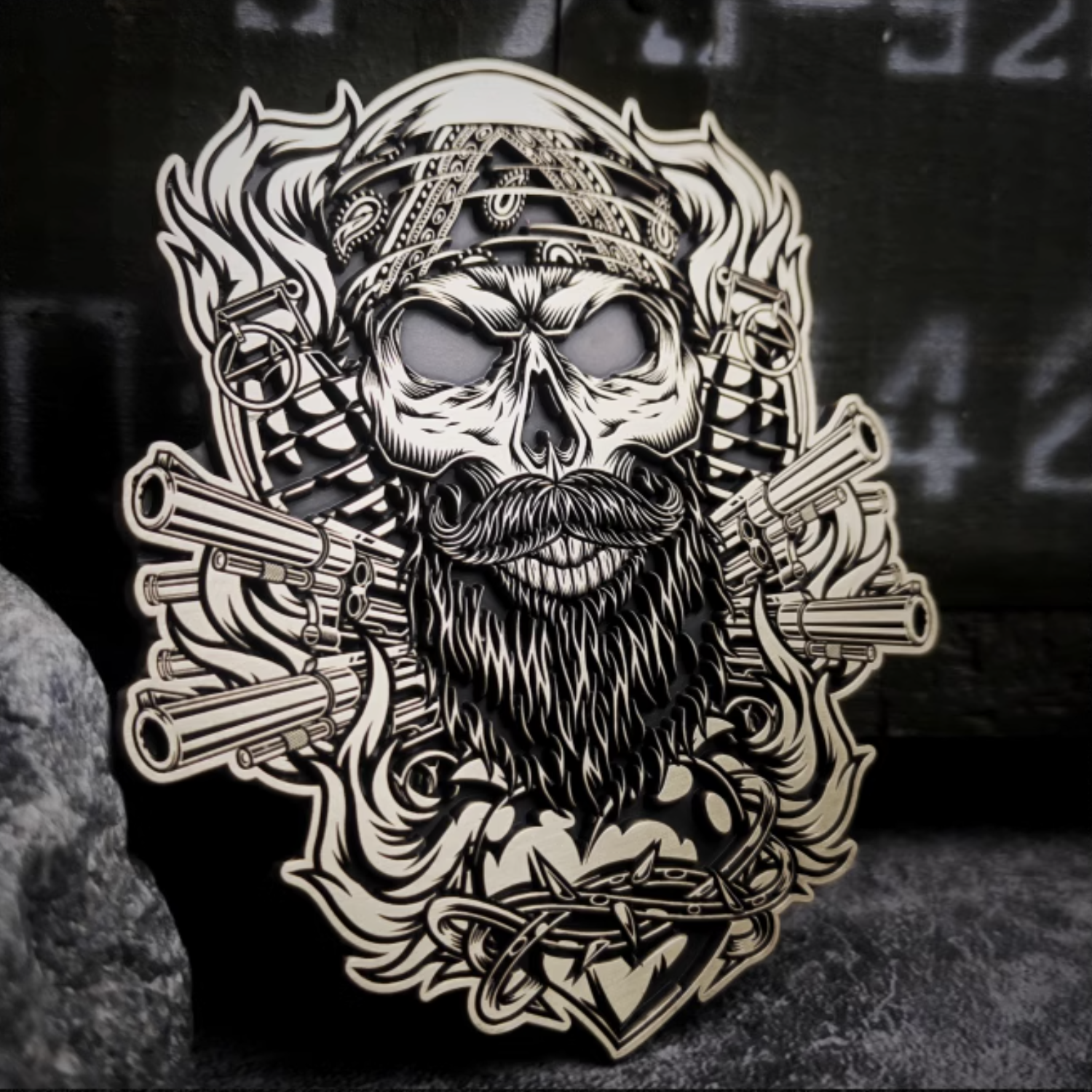 Skeleton Convoy Motorcycle Badge