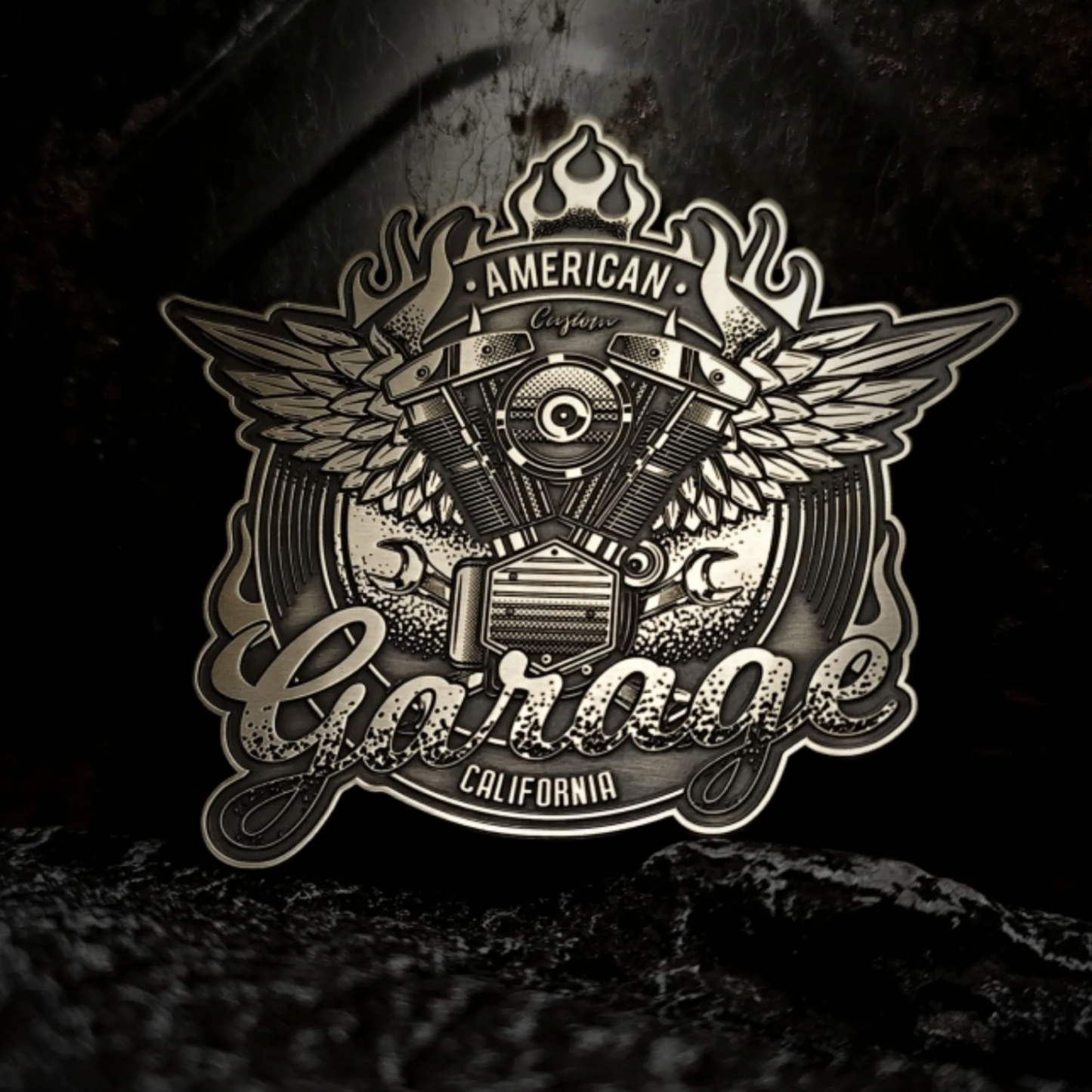 Americam California Flames Motorcycle Badge