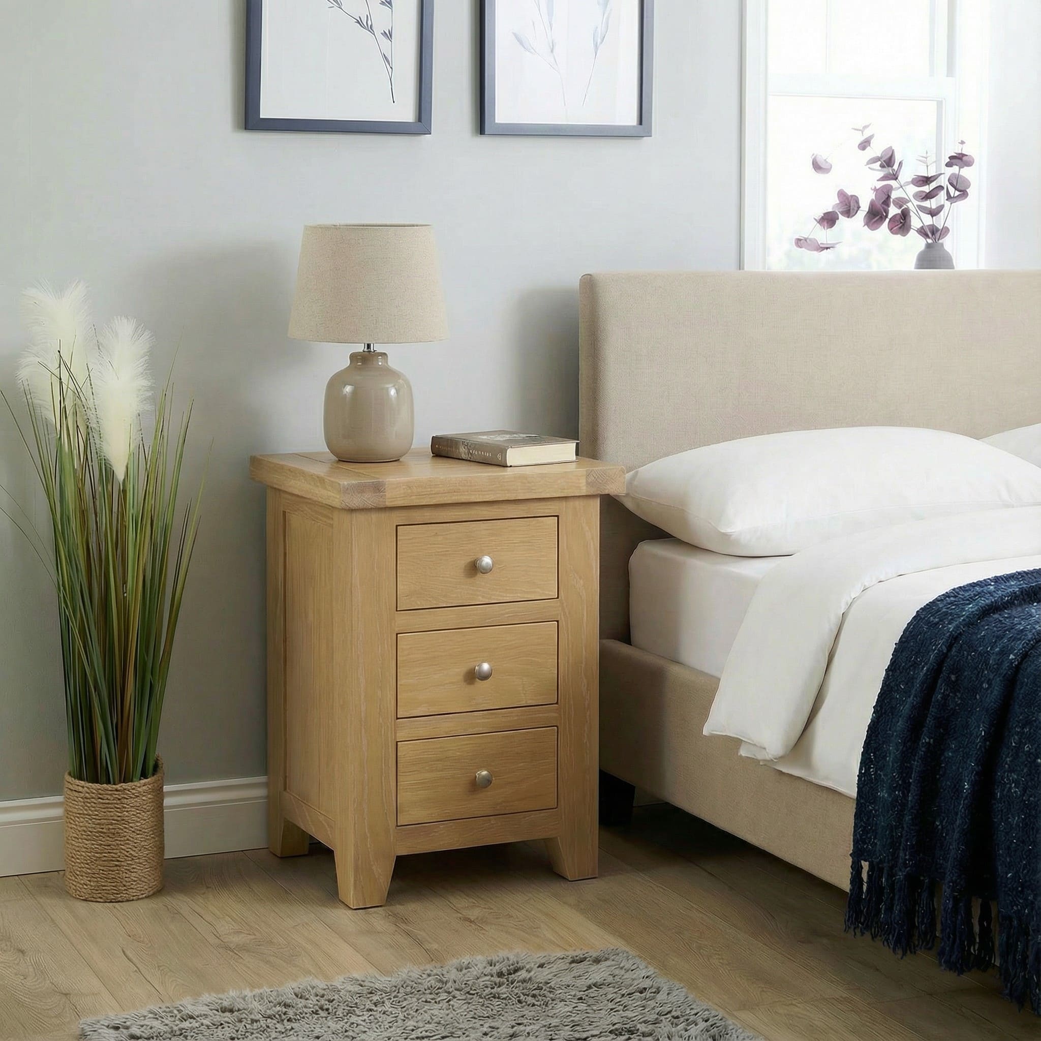 Melbourne 3 Drawer Solid Wood Bedside Table