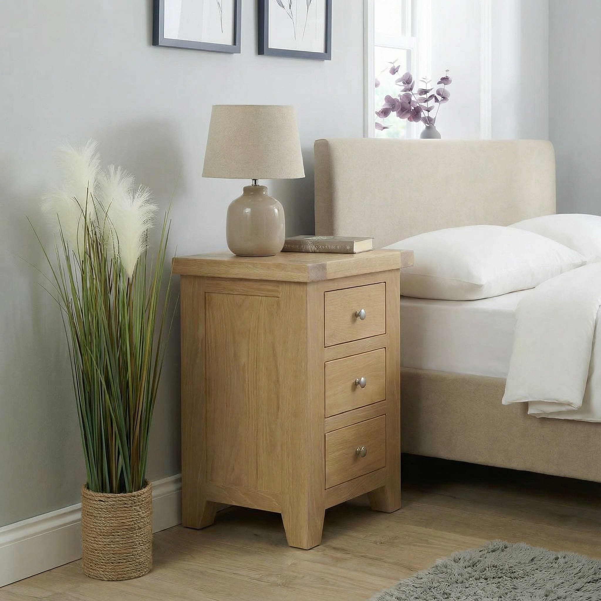 Melbourne 3 Drawer Solid Wood Bedside Table