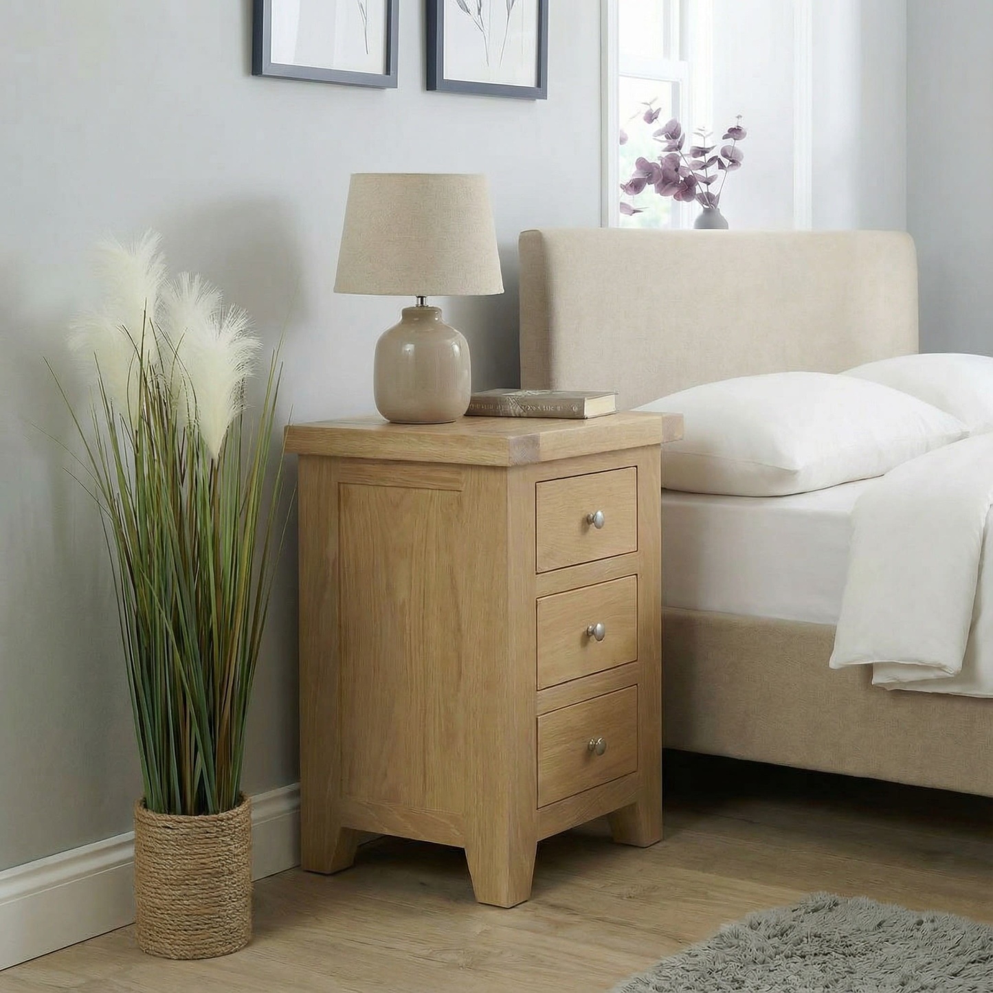 Melbourne 3 Drawer Solid Wood Bedside Table