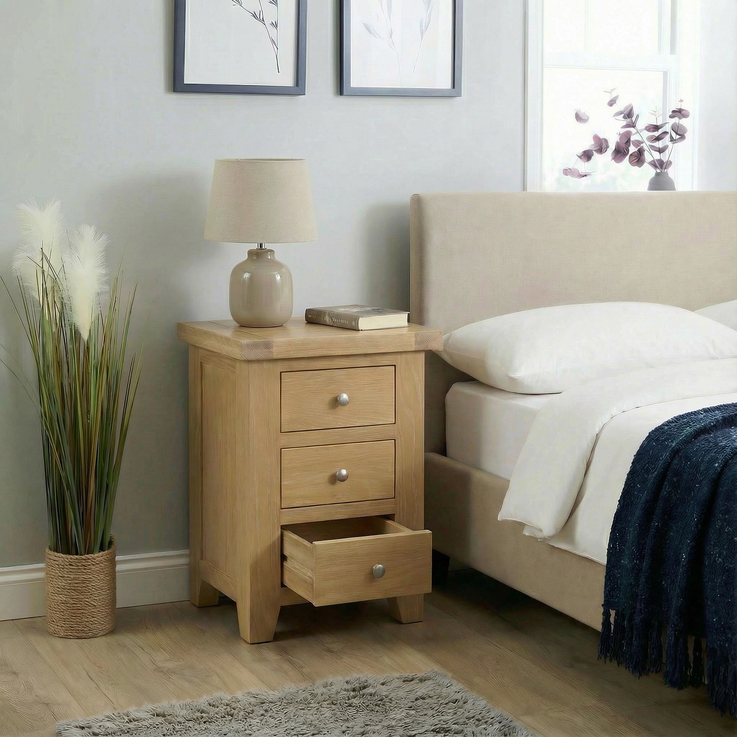 Melbourne 3 Drawer Solid Wood Bedside Table