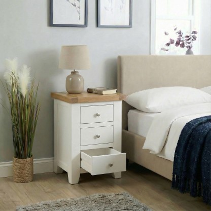 Melbourne 3 Drawer Solid Wood Bedside Table