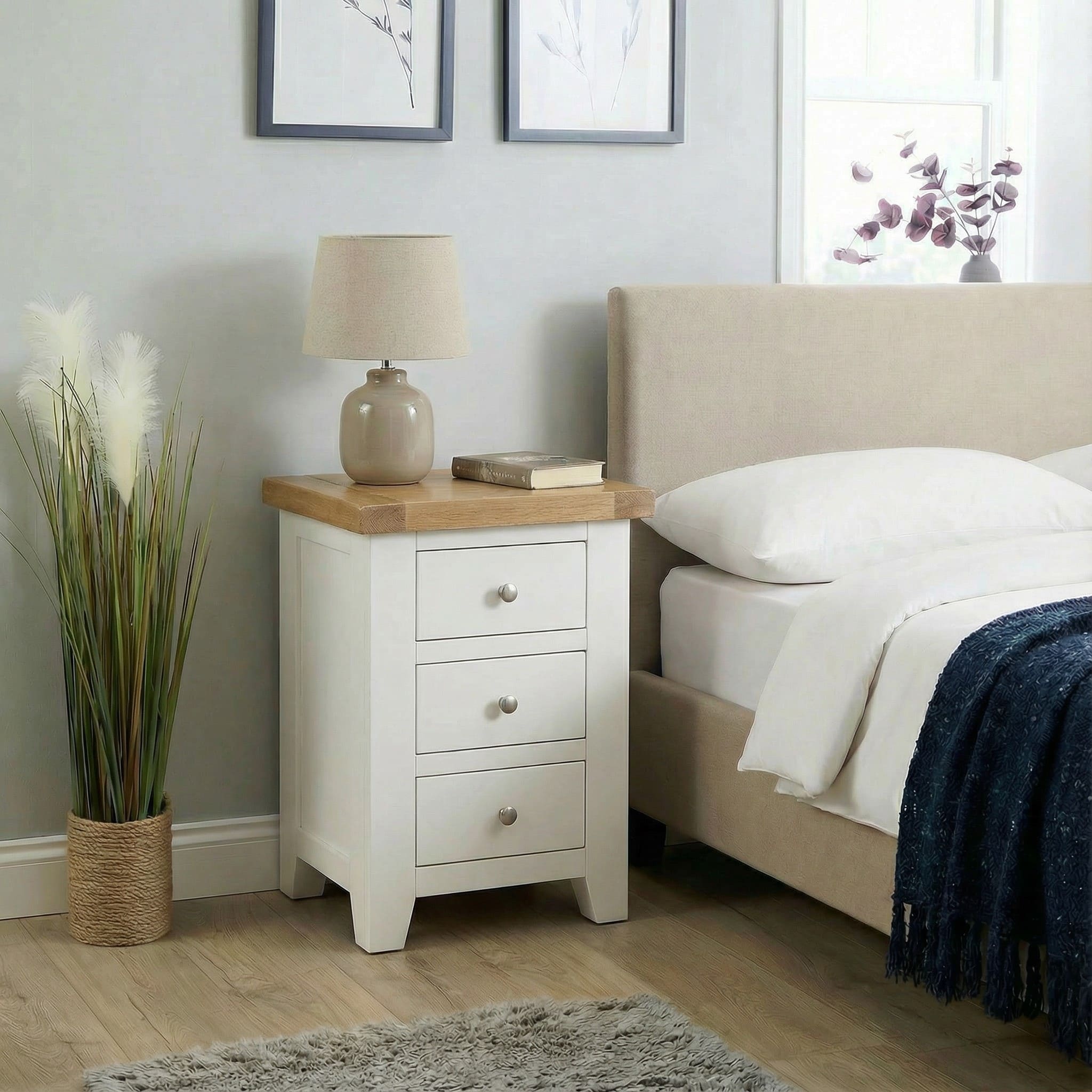 Melbourne 3 Drawer Solid Wood Bedside Table