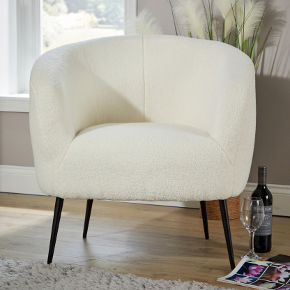 Elko Round Back White Faux Fur Chair