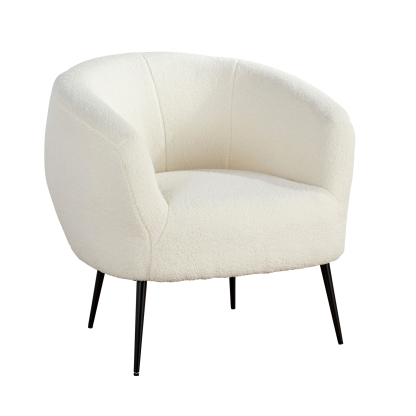 Elko Round Back White Faux Fur Chair