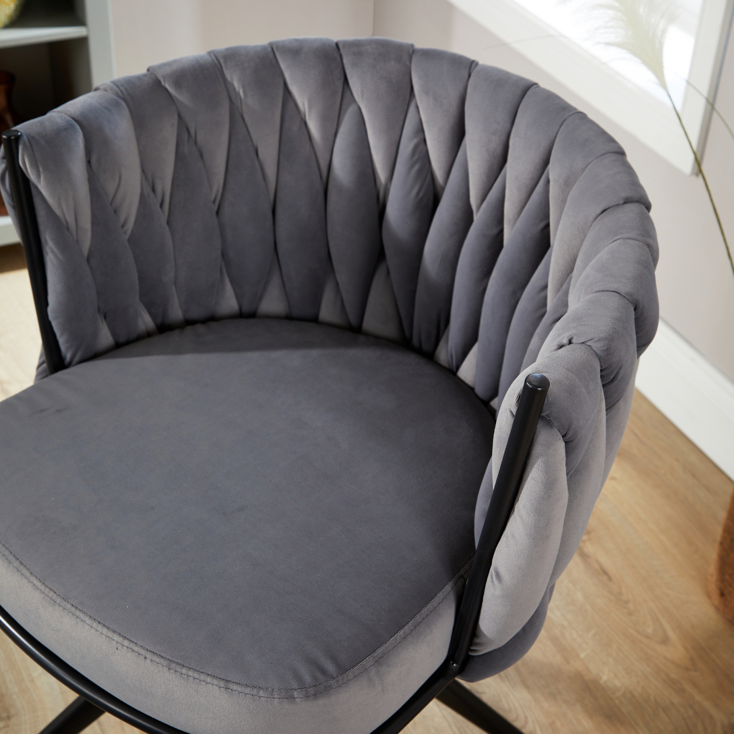 Reno Round Back Grey Velvet Chair