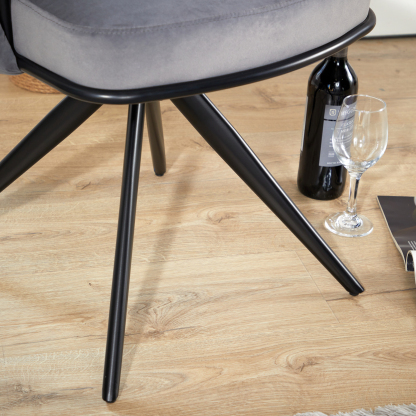 Reno Round Back Grey Velvet Chair