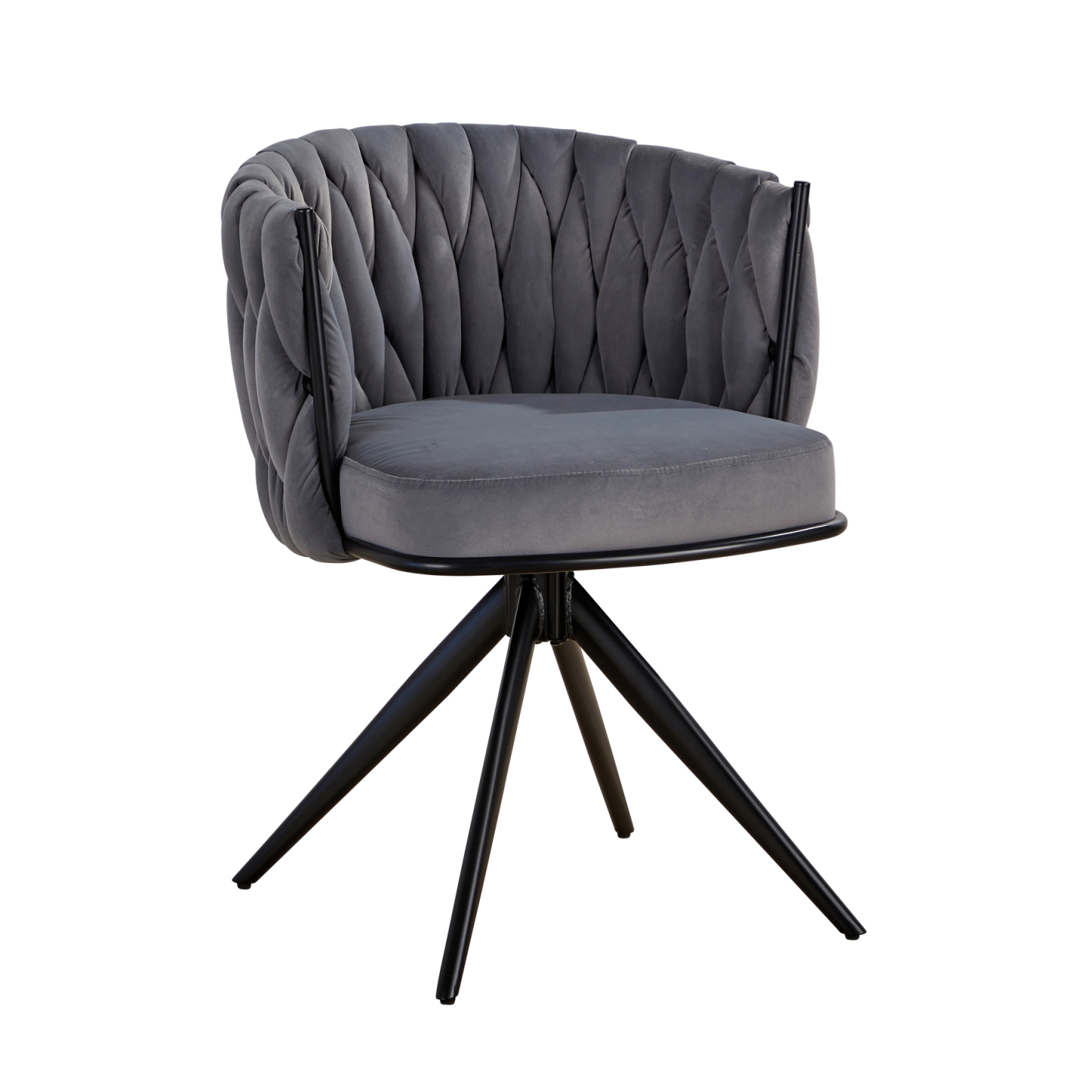 Reno Round Back Grey Velvet Chair
