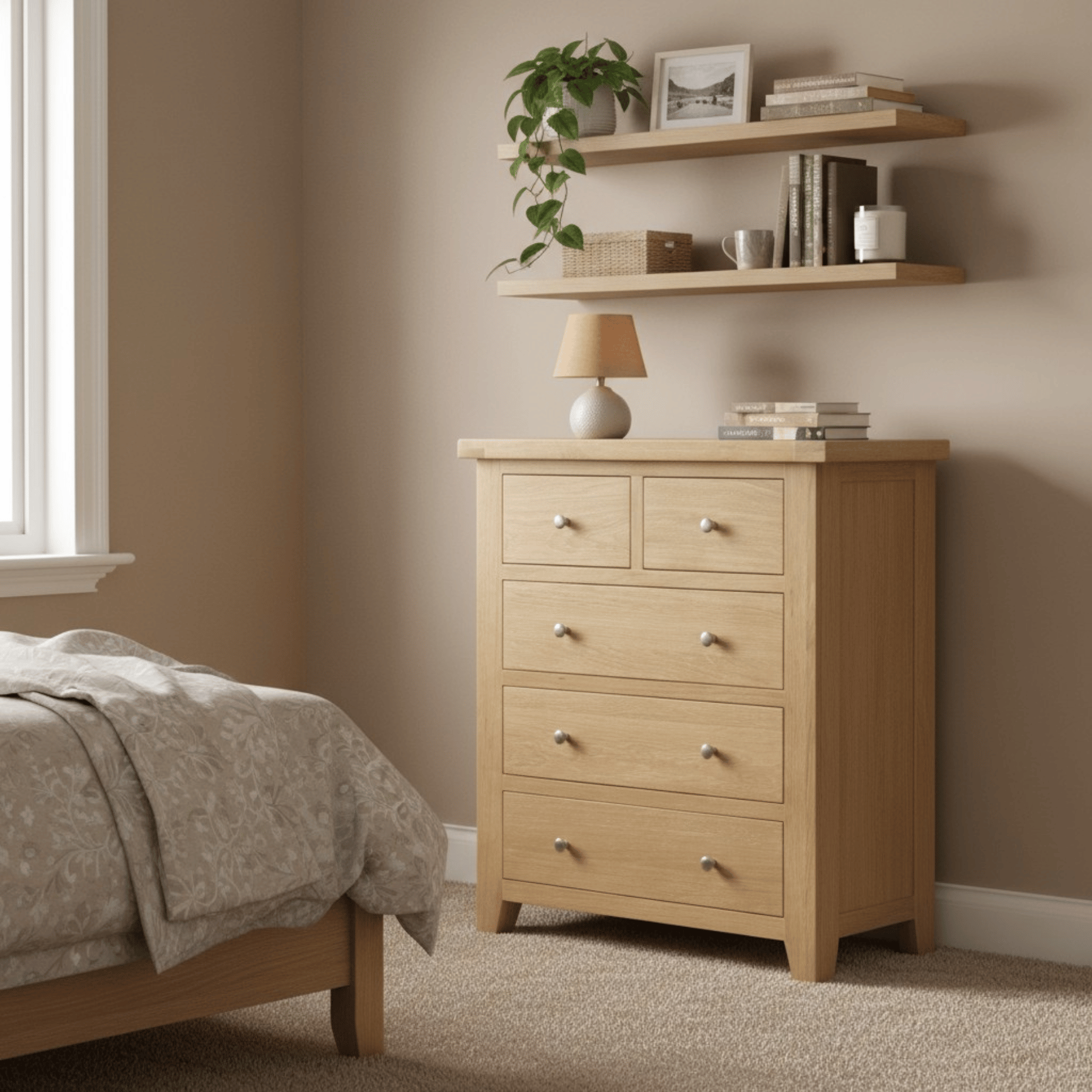 Melbourne Chest of 5 Solid Wooden Drawers
