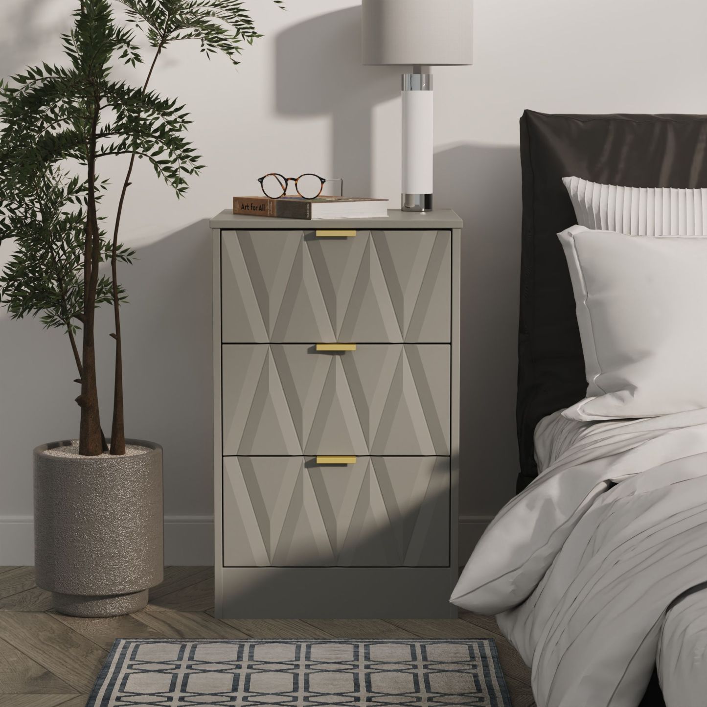 Elegance 3 Drawer Bedside