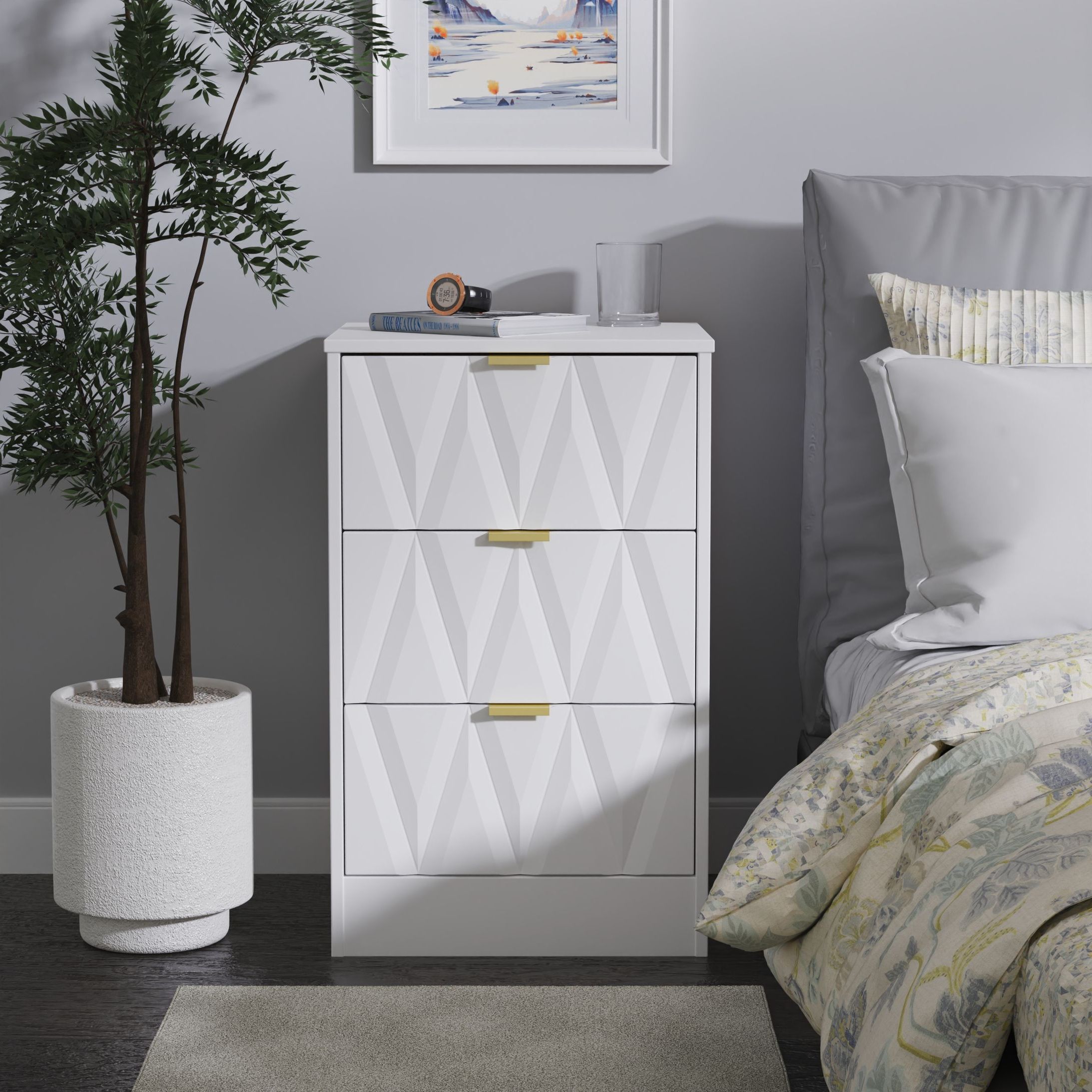 Elegance 3 Drawer Bedside