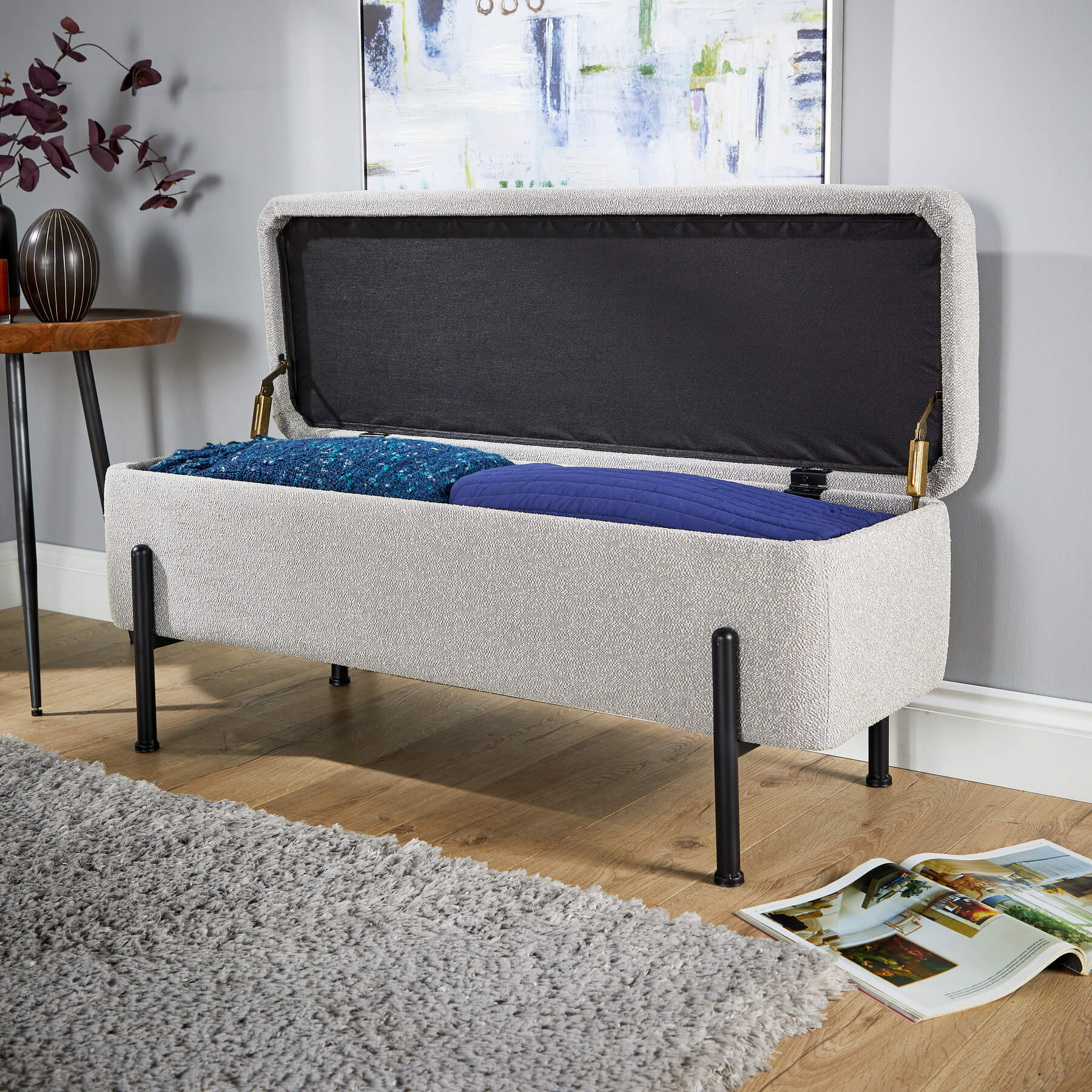 Oasis Velvet Storage Ottoman